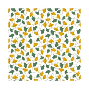 Ginkgo Biloba leaves pattern offset - Green and Yellow T-Shirt