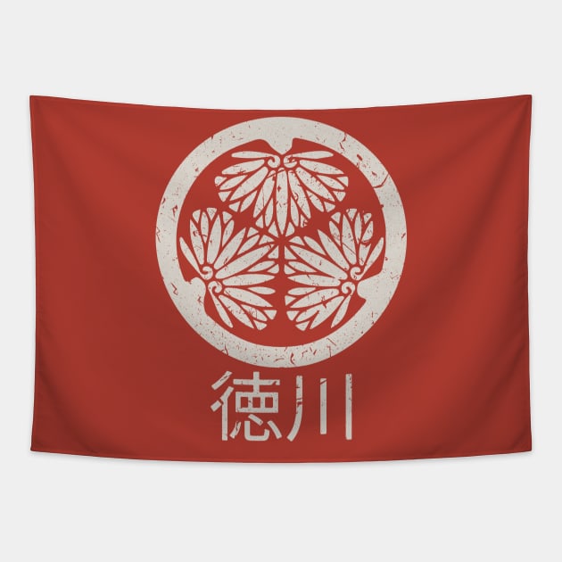 Tokugawa Crest White Tapestry by MythoCulture