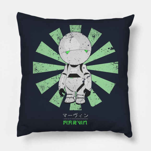 Marvin Paranoid Android Retro Japanese Pillow by Nova5