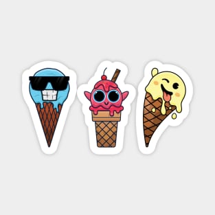 Happy, cool, and wink ice cream emotes Magnet