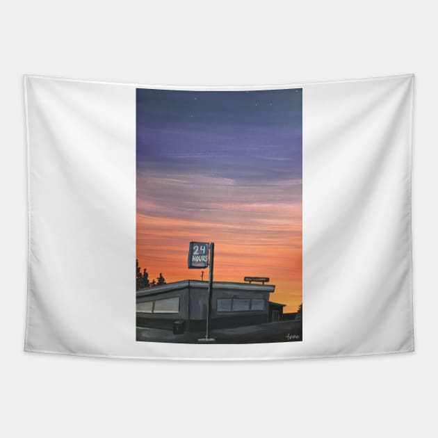 Small Town Sunset Tapestry by emmawtj