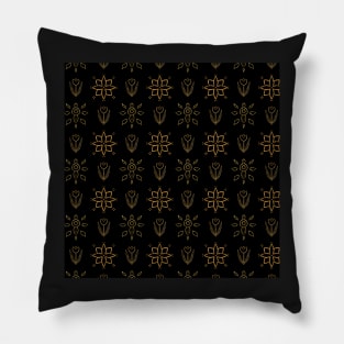 Gold Foil Spiritual Floral Geometric Pattern Pillow