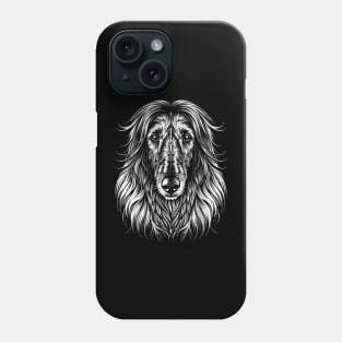 Afghan Hound Dog Portrait White on Black Phone Case