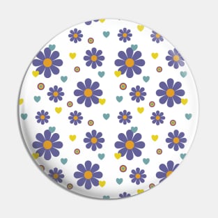 1970s Purple Flower Power Hippie Pattern Pin