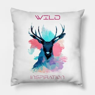 Stag Deer Wild Nature Animal Colors Art Painting Pillow