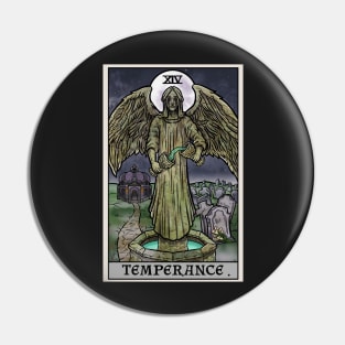 Temperance Tarot Card Halloween Gothic Creepy Crying Angel Statue Pin