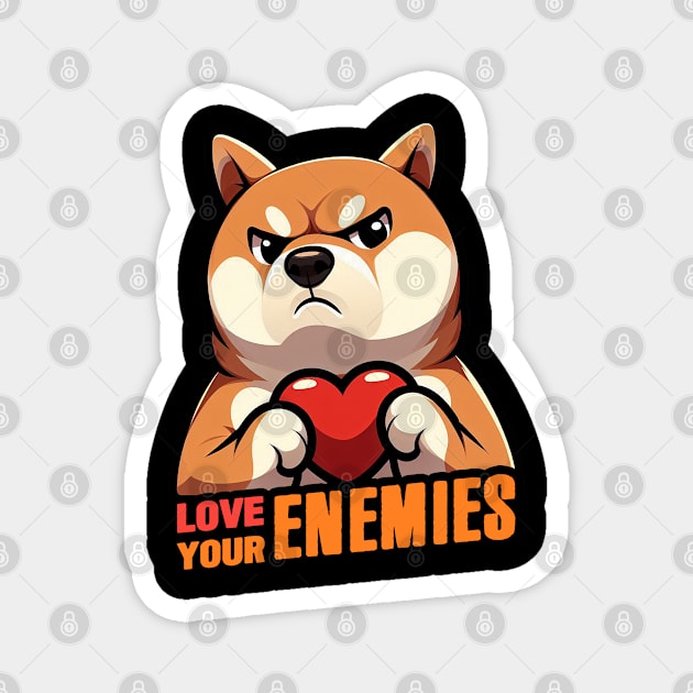 Love Your Enemies Magnet by Plushism