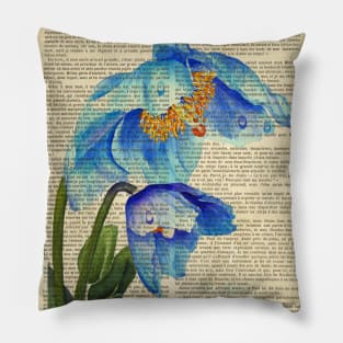 Botanical prints - blue spring flowers Pillow