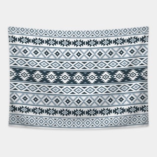 Aztec Stylized Pattern Gray-Blues & White Tapestry