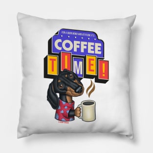Cute Funny Doxie Dachshund Retro Coffee Pillow