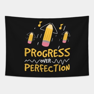 Motivational Progress Over Perfection Back to School Tapestry