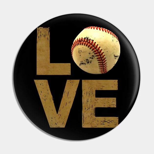 'Distressed Love Baseball' Cool Balls Gift Pin by ourwackyhome