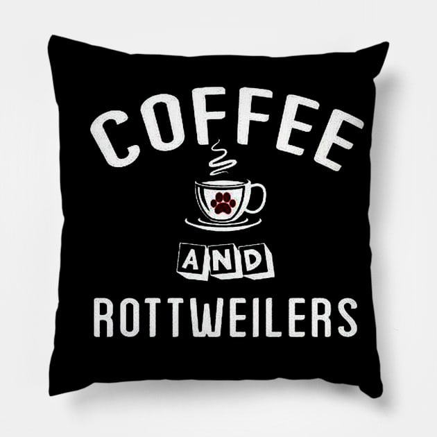 Coffee And Rottweilers Dog Pillow by VectorDiariesart