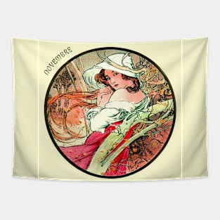 Art Nouveau November Calendar Alphonse Mucha Tapestry