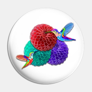 Psychedelic Hummingbirds Pin