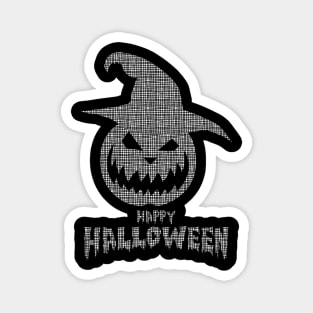 Happy Halloween With Grid Scary Pumpkin Magnet