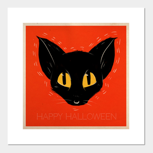 Black Cat Halloween Print Cat Posters And Art Prints Teepublic
