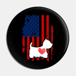 Westie Merica Usa American Flag Pin