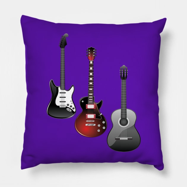 Rock And Roll Guitar Pillow by tfortwo