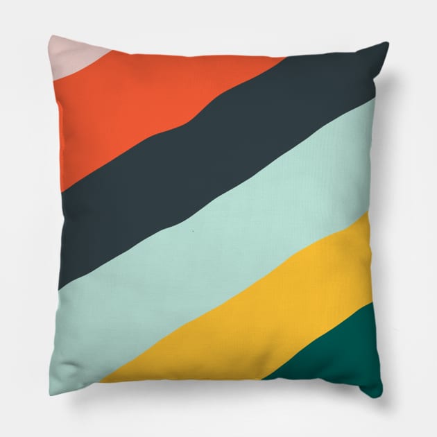 Orange Blue Green Yellow Pink Background Aesthetic Style Pillow by Teeworthy Designs