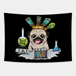 The Mad Scientist Pug: An Adorable and Eccentric Experiment Gone Woof Tapestry