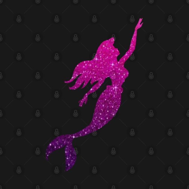 Pink and Purple Ombre Faux Glitter Mermaid Silhouette by Felicity-K