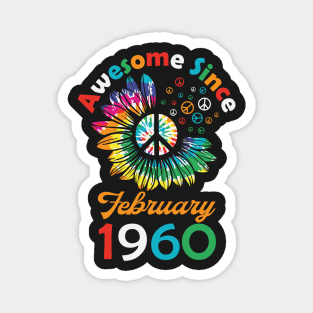 Funny Birthday Quote, Awesome Since February 1960, Retro Birthday Magnet