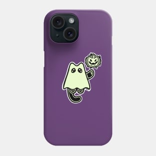 Little Ghost Cat with a Jack O' Lantern Phone Case