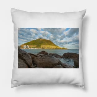 Mount Maunganui stands tall across Main Beach Pillow