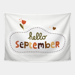 Hello September Font Art Tapestry