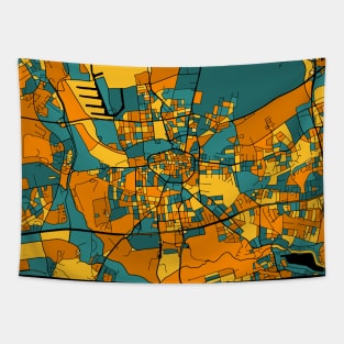 Dortmund Map Pattern in Orange & Teal Tapestry