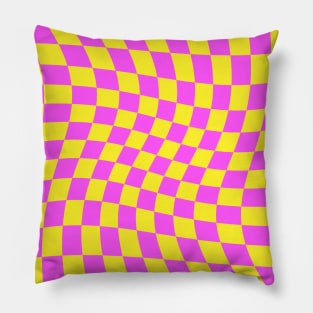 Twisted Checkered Square Pattern - Orange & Magenta Pillow