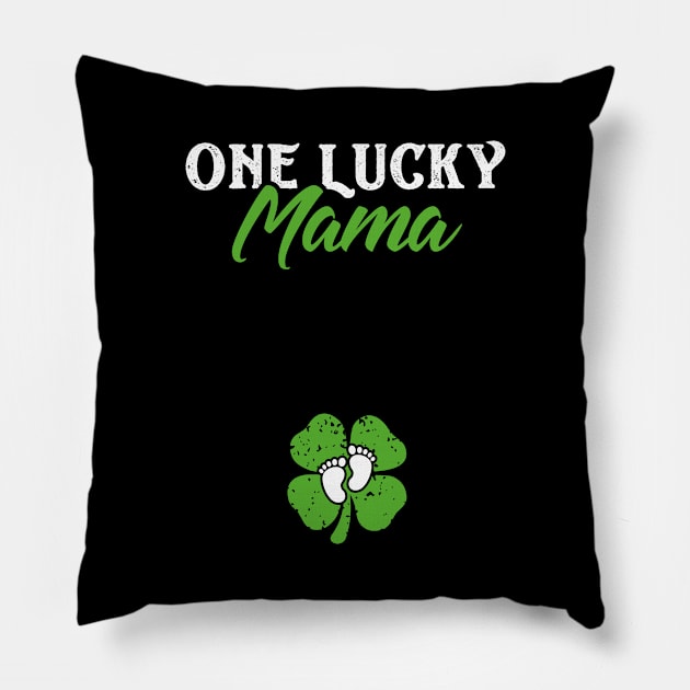 One Lucky Mama St Patricks Day Pregnancy Announcement Pillow by trendingoriginals