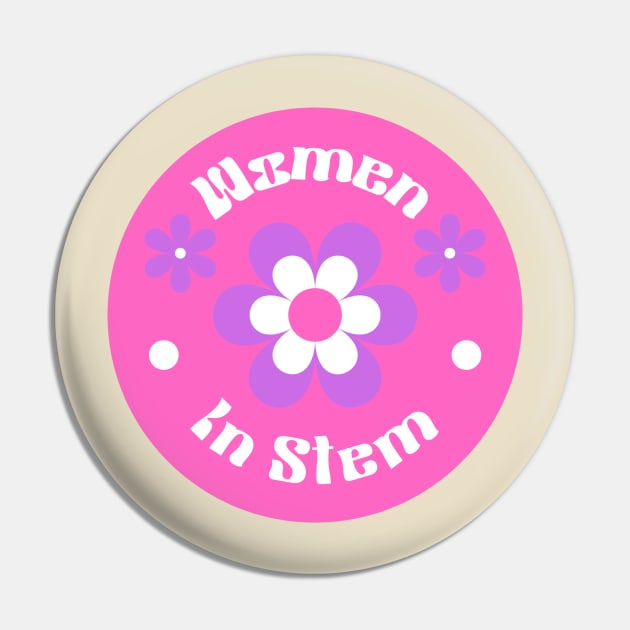 Women in Stem Groovy Pink Pin by Rosemogo