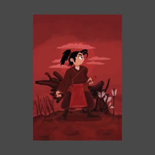 FEMALE SAMURAI IN RED DIGITAL PAINTING T-Shirt