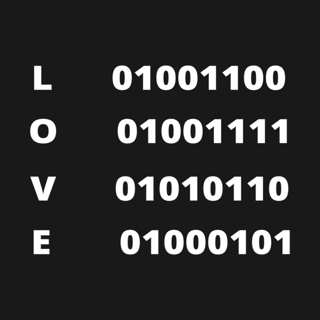 LOVE IN BINARY LANGUAGE CODE FOR PROGRAMER GIFT IDEA by flooky
