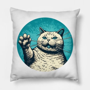 Oh Hi There Cat Waving Hello Pillow