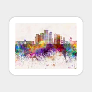 Denver V2 skyline in watercolor background Magnet