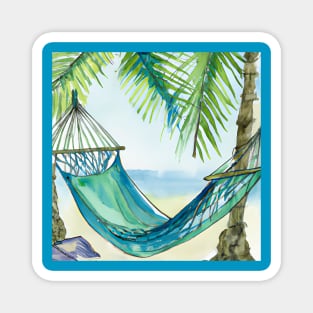 Tropical Beach Hammock Watercolor Magnet