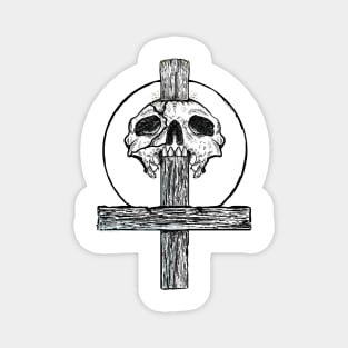 Skull and Reversed Cross Magnet