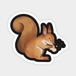 squirrel eating  peanuts design - cute Magnet