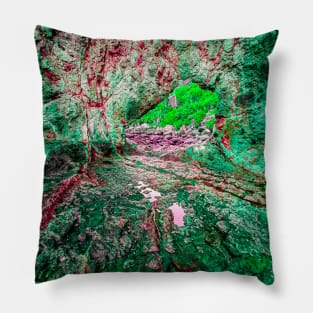 Slimy green bloody rock archway 3 Pillow