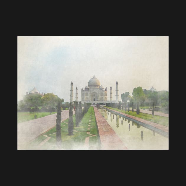 Taj Mahal Agra India Watercolour by RosNapier