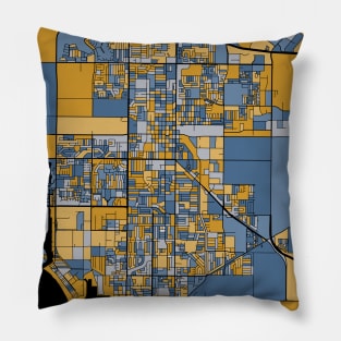 Oxnard Map Pattern in Blue & Gold Pillow