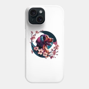 Joyful Gordon Setter Amidst Spring Cherry Blossoms Phone Case