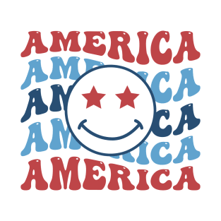 The word America Groovy Smile T-Shirt