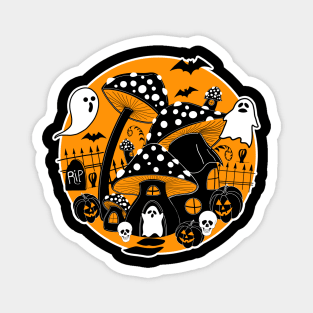 Mushroom Halloween Spooky Fairy House Magnet