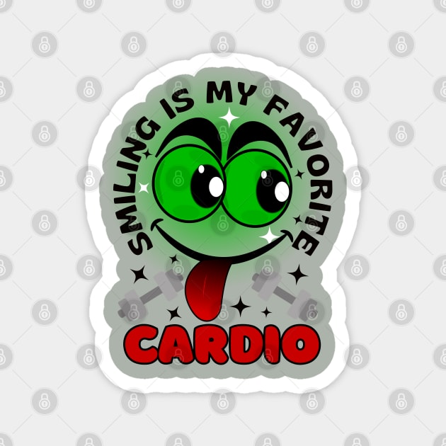 Smiling Is My Favorite Cardio Excited Funny Face Cartoon Emoji Magnet by AllFunnyFaces