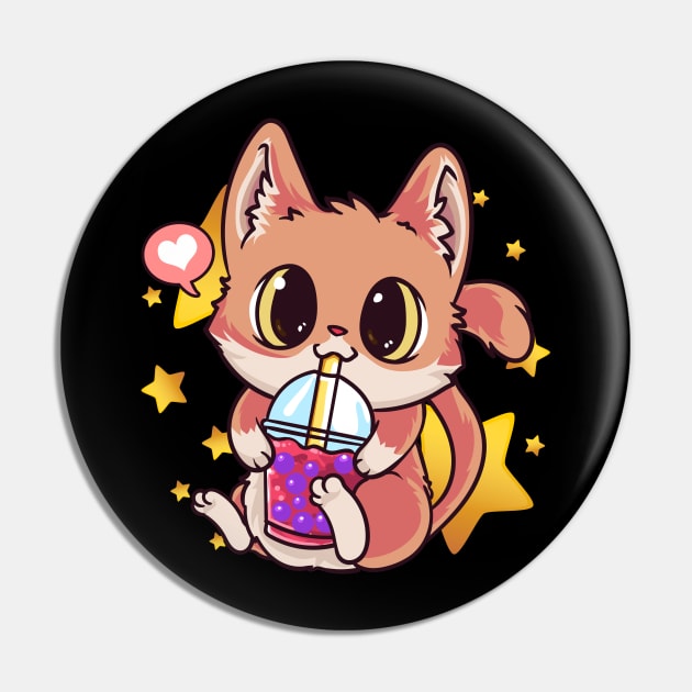 Cat Boba Tea Bubble Tea Anime Kawaii Pin by aneisha