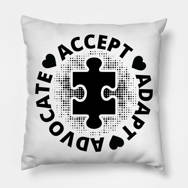 Accept Adapt Advocate: Autism Awareness Journal, Autism Spectrum Disorder Gift For Family Pillow by EDSERVICES